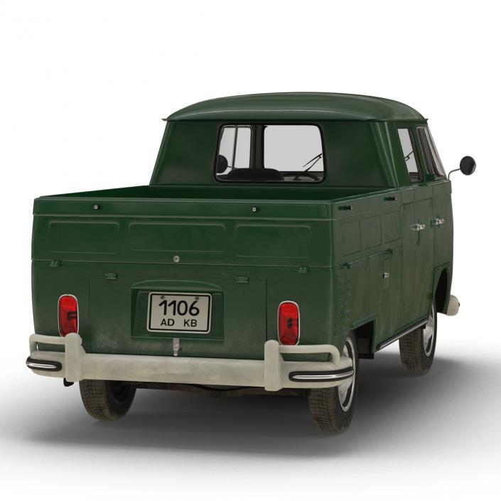 Volkswagen Type 2 Double Cab Pick Up Green 2 3D model