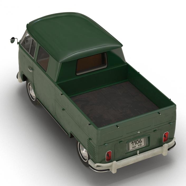 Volkswagen Type 2 Double Cab Pick Up Green 2 3D model