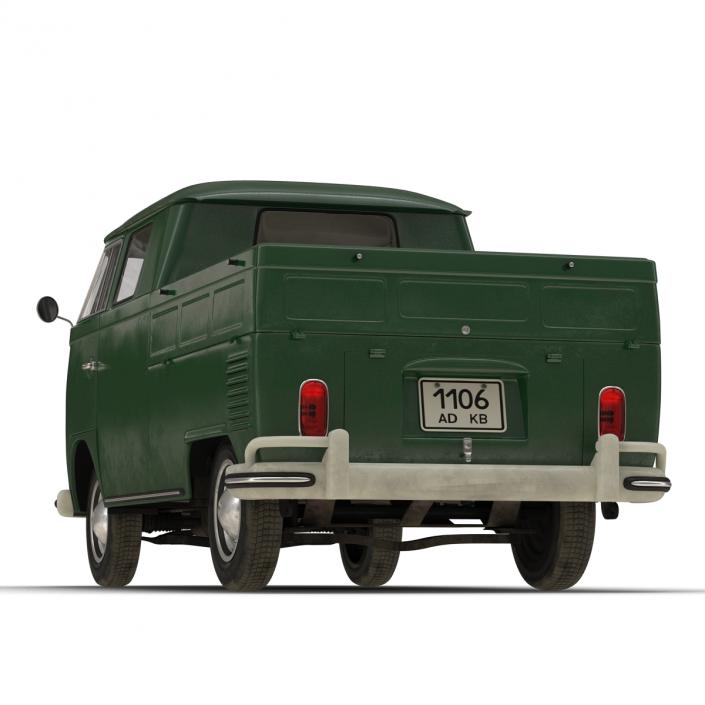 Volkswagen Type 2 Double Cab Pick Up Green 2 3D model