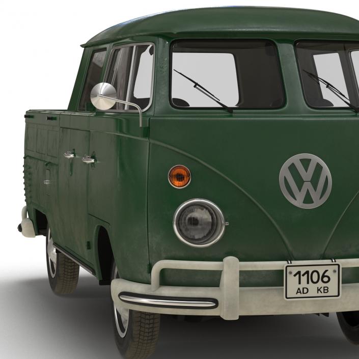 Volkswagen Type 2 Double Cab Pick Up Green 2 3D model