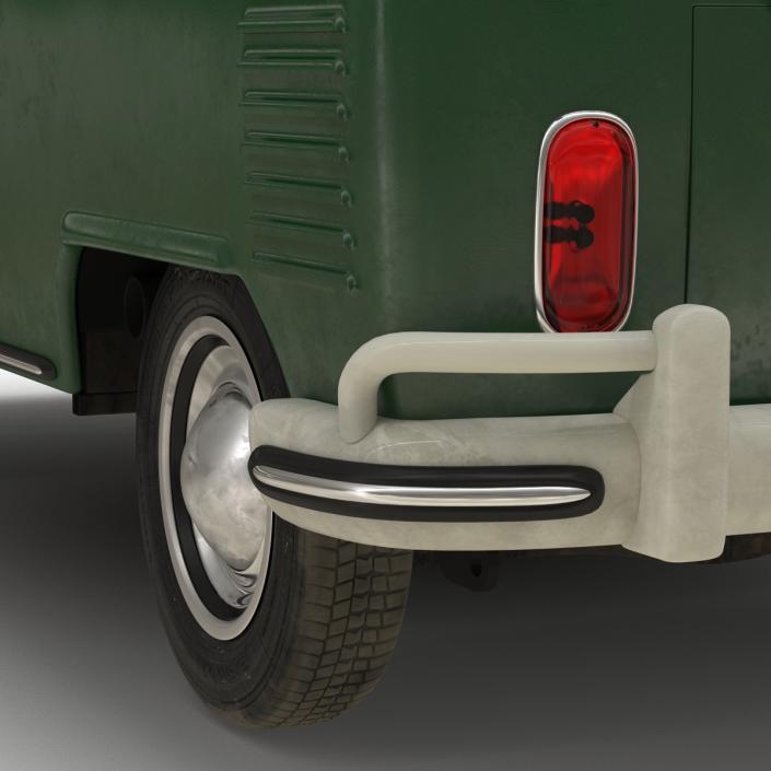 Volkswagen Type 2 Double Cab Pick Up Green 2 3D model