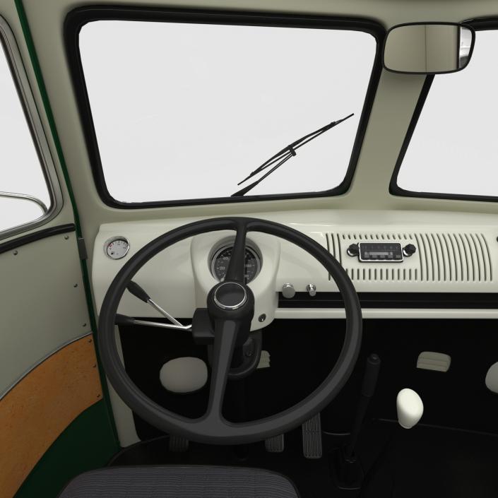 Volkswagen Type 2 Double Cab Pick Up Green 2 3D model