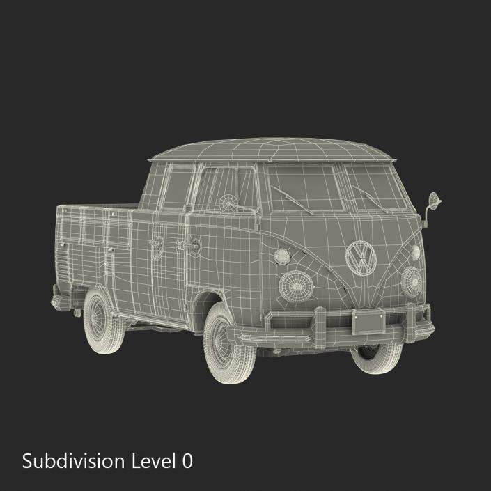 Volkswagen Type 2 Double Cab Pick Up Green 2 3D model