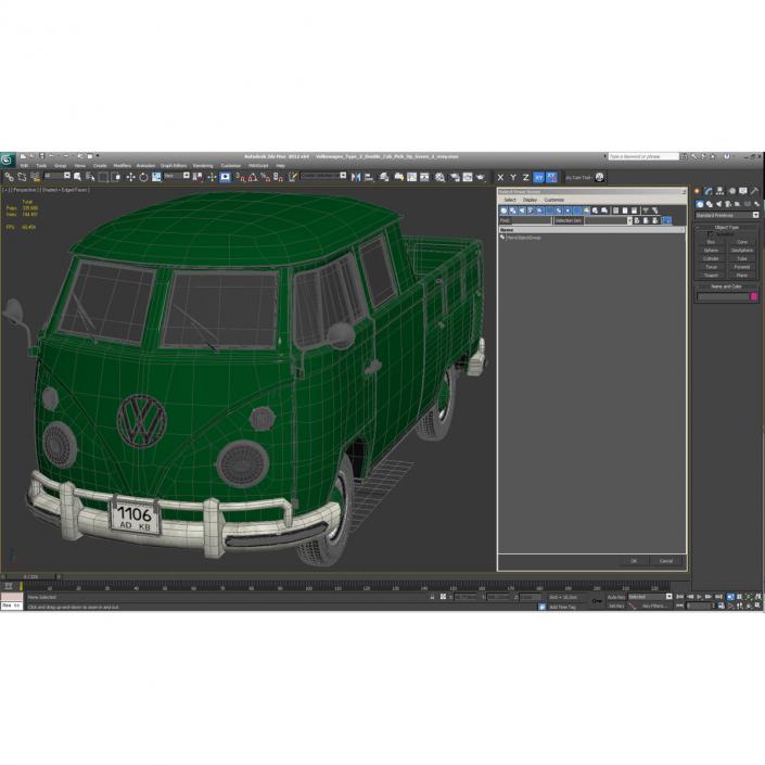 Volkswagen Type 2 Double Cab Pick Up Green 2 3D model