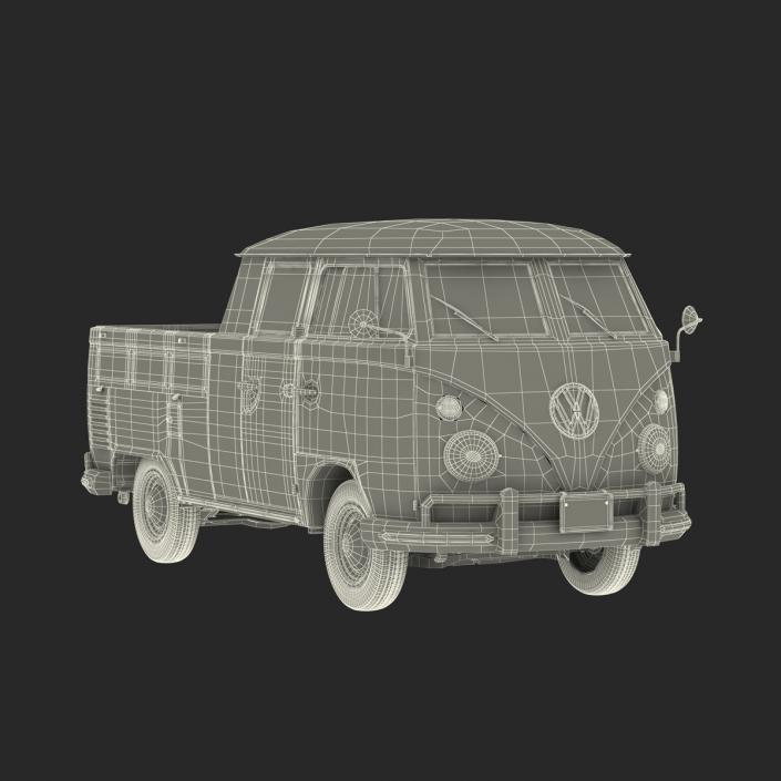 Volkswagen Type 2 Double Cab Pick Up Green 2 3D model