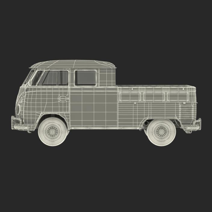 Volkswagen Type 2 Double Cab Pick Up Green 2 3D model