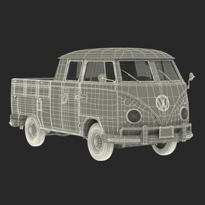 Volkswagen Type 2 Double Cab Pick Up Green 2 3D model