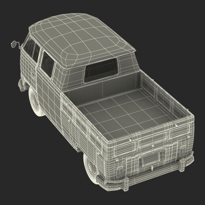 Volkswagen Type 2 Double Cab Pick Up Green 2 3D model