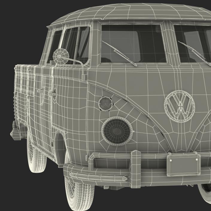 Volkswagen Type 2 Double Cab Pick Up Green 2 3D model