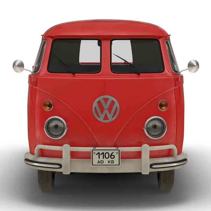 3D model Volkswagen Type 2 Double Cab Pick Up Red