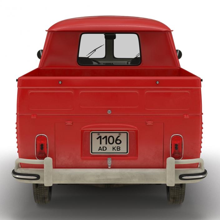 3D model Volkswagen Type 2 Double Cab Pick Up Red