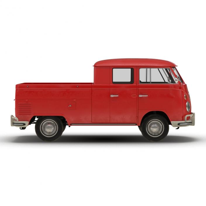 3D model Volkswagen Type 2 Double Cab Pick Up Red