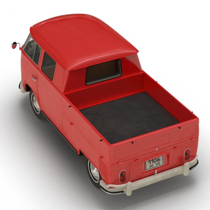 3D model Volkswagen Type 2 Double Cab Pick Up Red