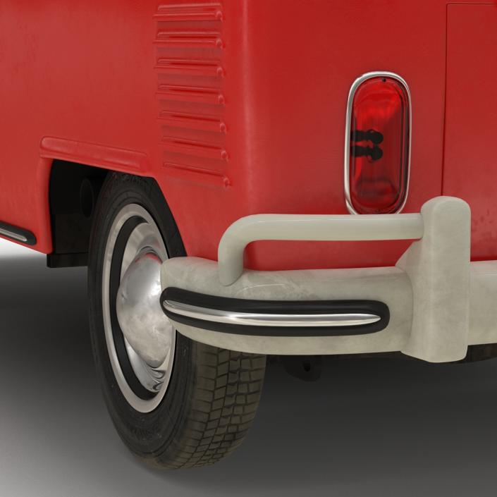 3D model Volkswagen Type 2 Double Cab Pick Up Red