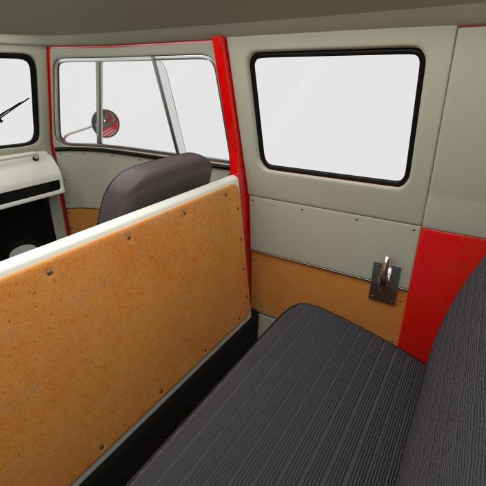 3D model Volkswagen Type 2 Double Cab Pick Up Red