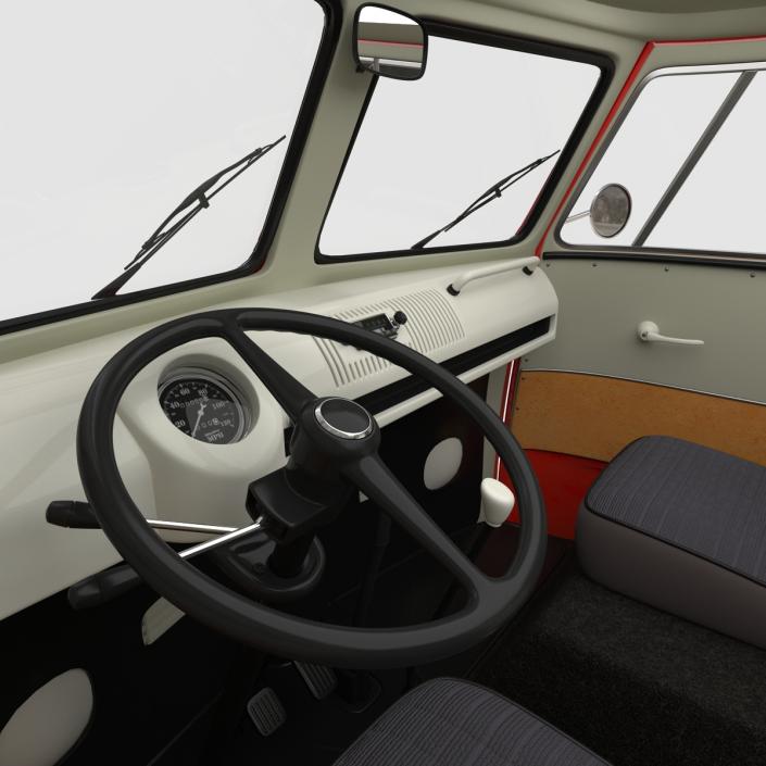 3D model Volkswagen Type 2 Double Cab Pick Up Red