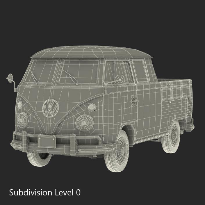 3D model Volkswagen Type 2 Double Cab Pick Up Red