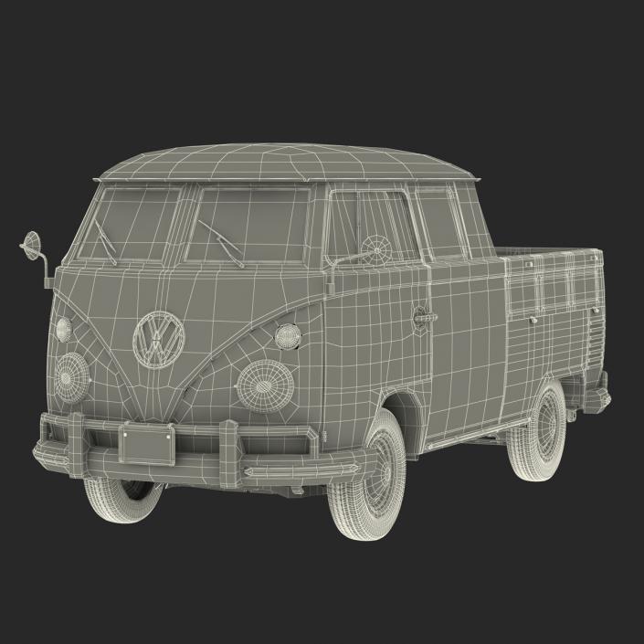 3D model Volkswagen Type 2 Double Cab Pick Up Red