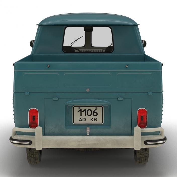 3D Volkswagen Type 2 Double Cab Pick Up Rigged Blue model