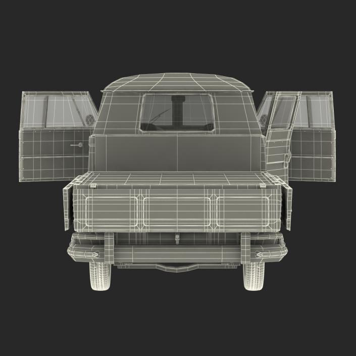 3D Volkswagen Type 2 Double Cab Pick Up Rigged Blue model