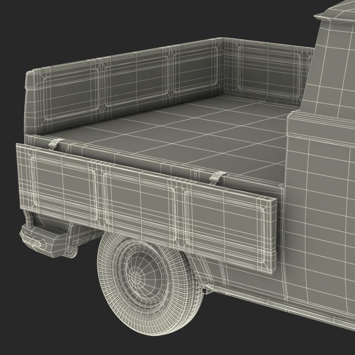 3D Volkswagen Type 2 Double Cab Pick Up Rigged Blue model