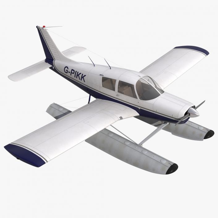 3D Light Aircraft Piper PA-28 Cherokee Seaplane 2