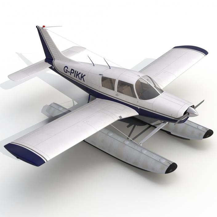 3D Light Aircraft Piper PA-28 Cherokee Seaplane 2