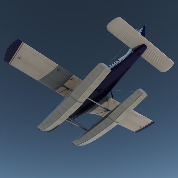 3D Light Aircraft Piper PA-28 Cherokee Seaplane 2