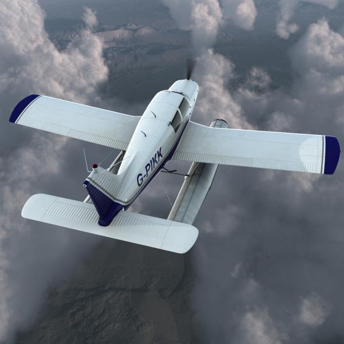 3D Light Aircraft Piper PA-28 Cherokee Seaplane 2