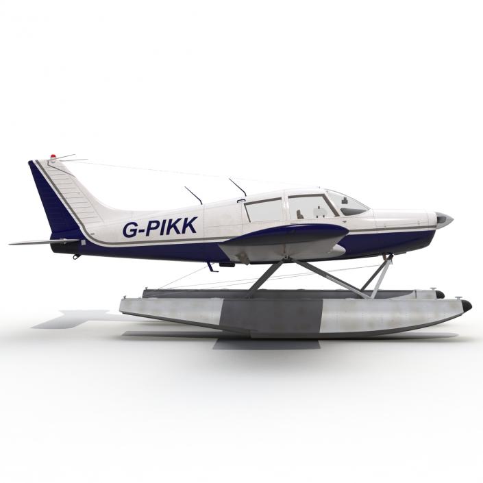 3D Light Aircraft Piper PA-28 Cherokee Seaplane 2