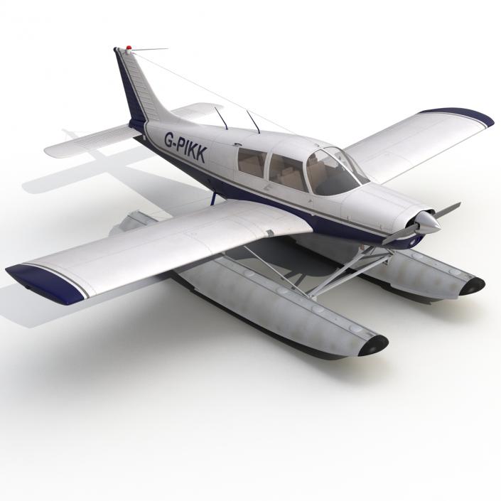 3D Light Aircraft Piper PA-28 Cherokee Seaplane 2