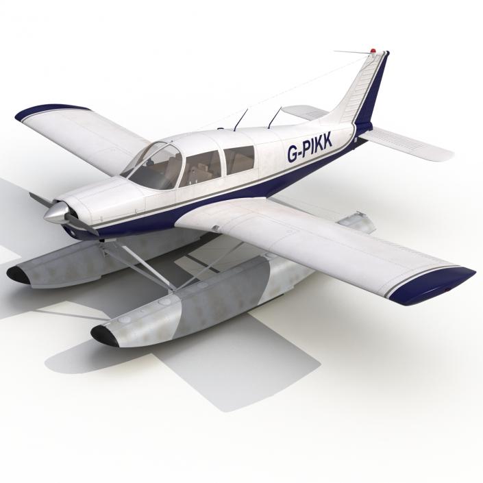 3D Light Aircraft Piper PA-28 Cherokee Seaplane 2