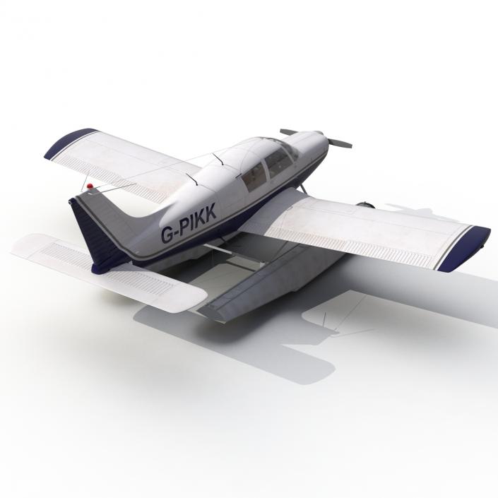 3D Light Aircraft Piper PA-28 Cherokee Seaplane 2