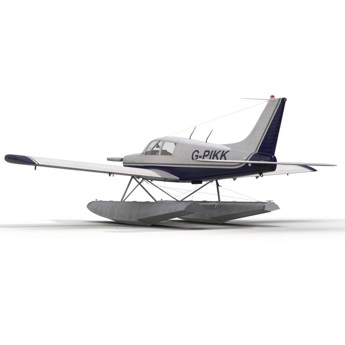 3D Light Aircraft Piper PA-28 Cherokee Seaplane 2