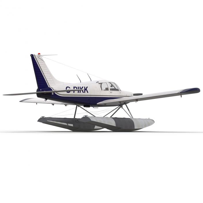 3D Light Aircraft Piper PA-28 Cherokee Seaplane 2