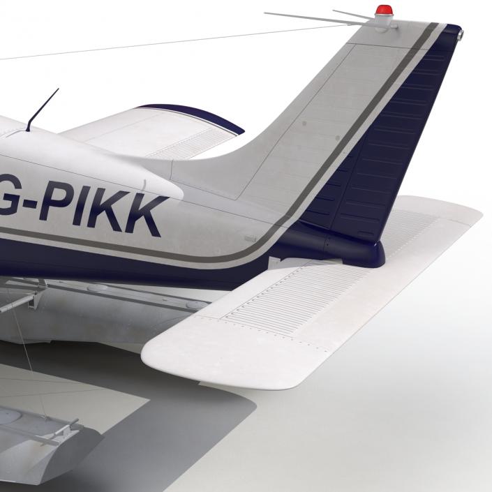 3D Light Aircraft Piper PA-28 Cherokee Seaplane 2