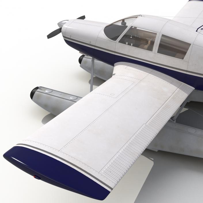 3D Light Aircraft Piper PA-28 Cherokee Seaplane 2