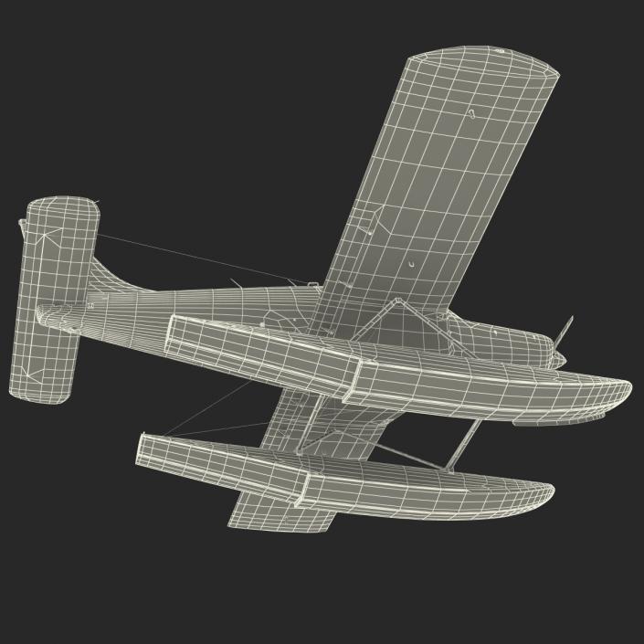 3D Light Aircraft Piper PA-28 Cherokee Seaplane 2