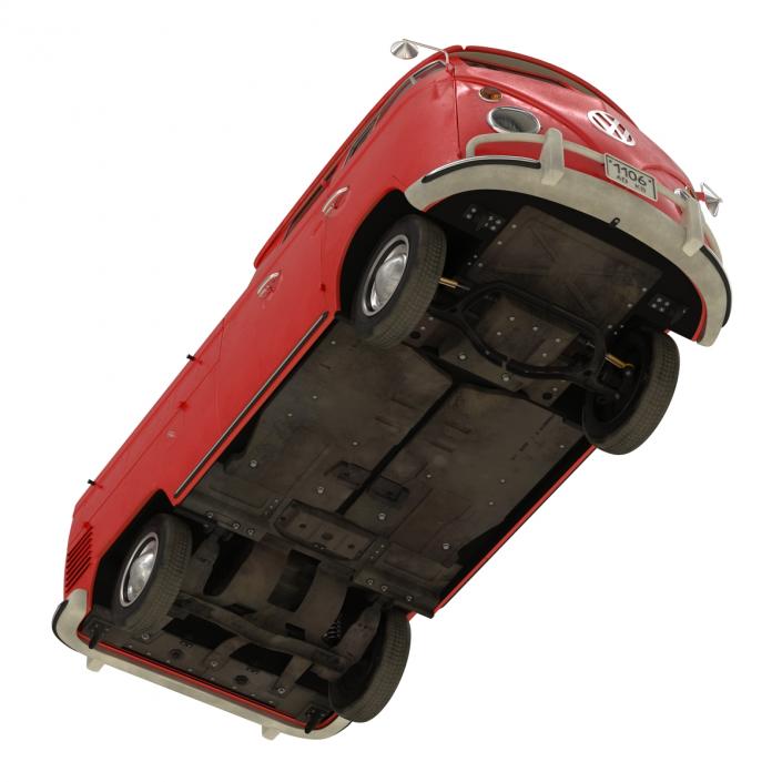 Volkswagen Type 2 Double Cab Pick Up Rigged Red 3D