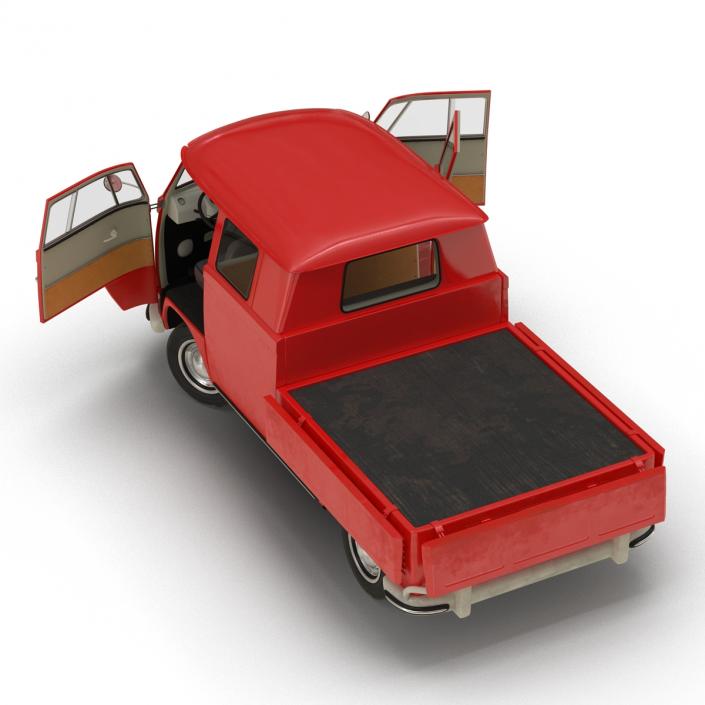 Volkswagen Type 2 Double Cab Pick Up Rigged Red 3D