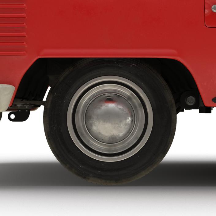 Volkswagen Type 2 Double Cab Pick Up Rigged Red 3D