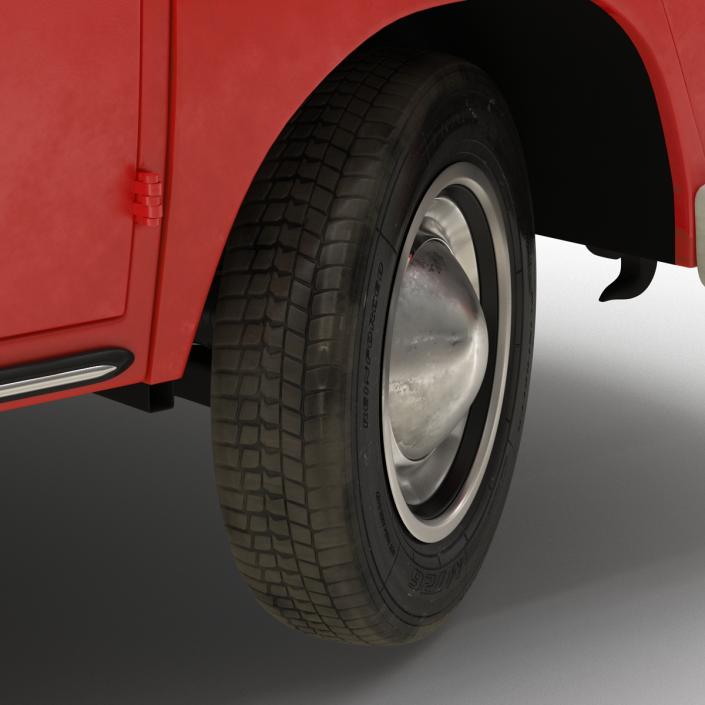 Volkswagen Type 2 Double Cab Pick Up Rigged Red 3D