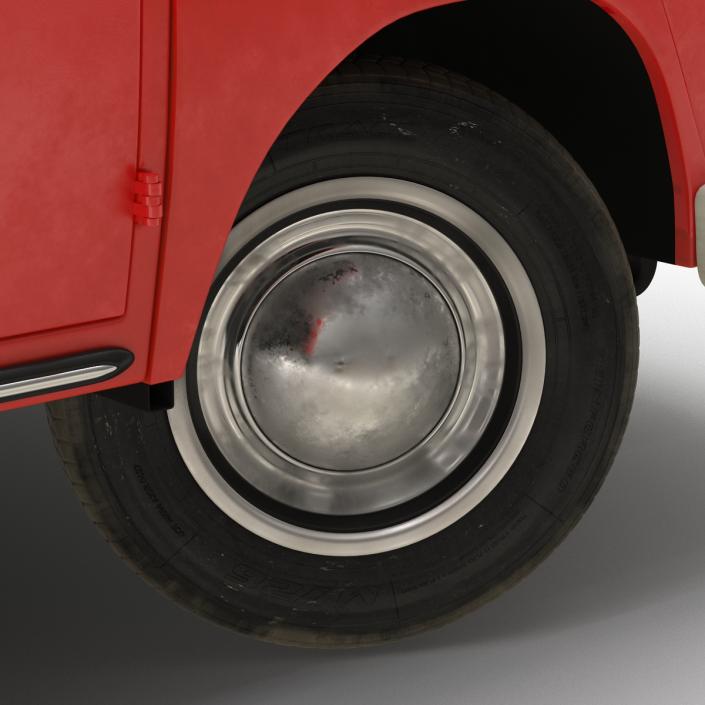 Volkswagen Type 2 Double Cab Pick Up Rigged Red 3D