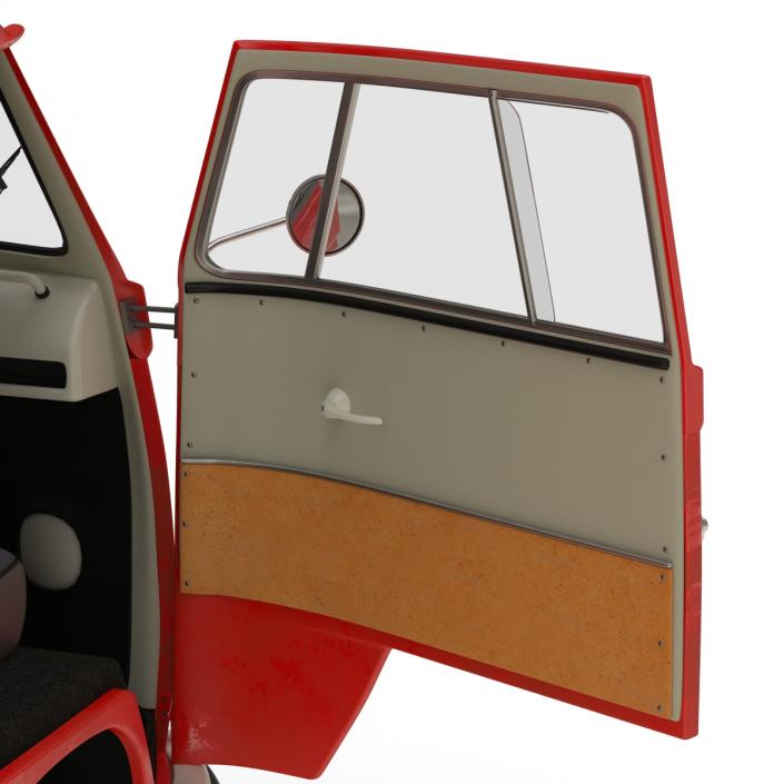 Volkswagen Type 2 Double Cab Pick Up Rigged Red 3D