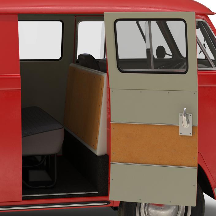 Volkswagen Type 2 Double Cab Pick Up Rigged Red 3D