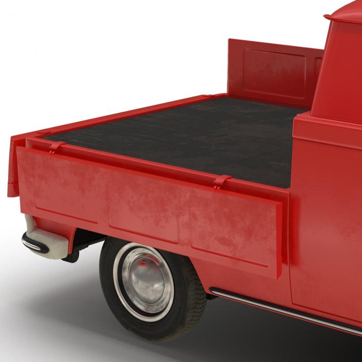 Volkswagen Type 2 Double Cab Pick Up Rigged Red 3D