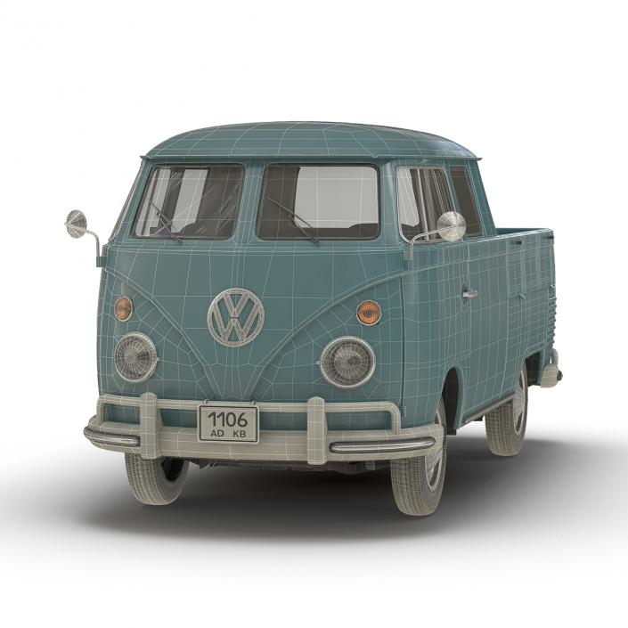 Volkswagen Type 2 Double Cab Pick Up Simple Interior Blue 3D