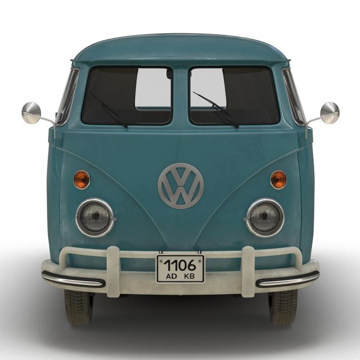 Volkswagen Type 2 Double Cab Pick Up Simple Interior Blue 3D