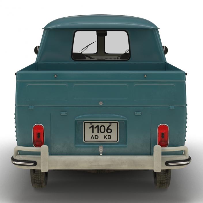 Volkswagen Type 2 Double Cab Pick Up Simple Interior Blue 3D