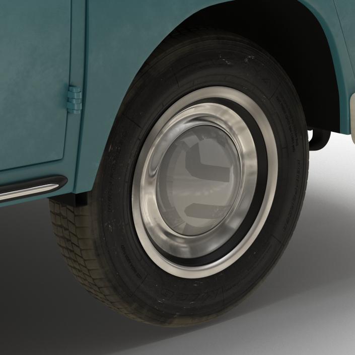 Volkswagen Type 2 Double Cab Pick Up Simple Interior Blue 3D